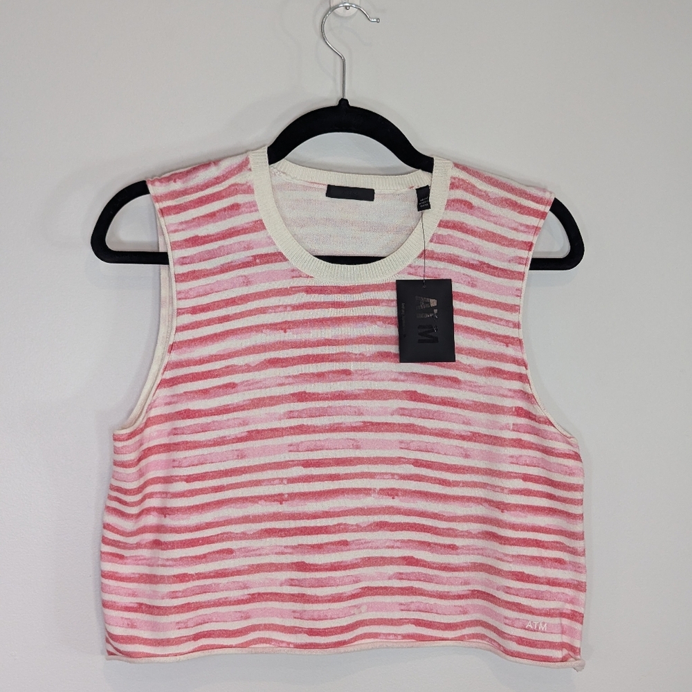 ATM - Cropped Striped Cotton and Cashmere-blend Top - Medium NWT - Picture 5 of 10